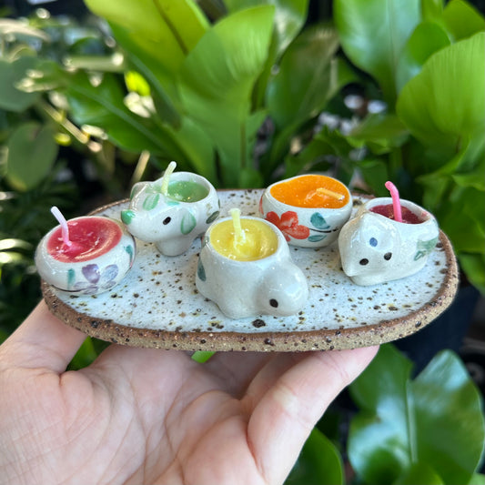 Mini Hand Painted Ceramic Candle