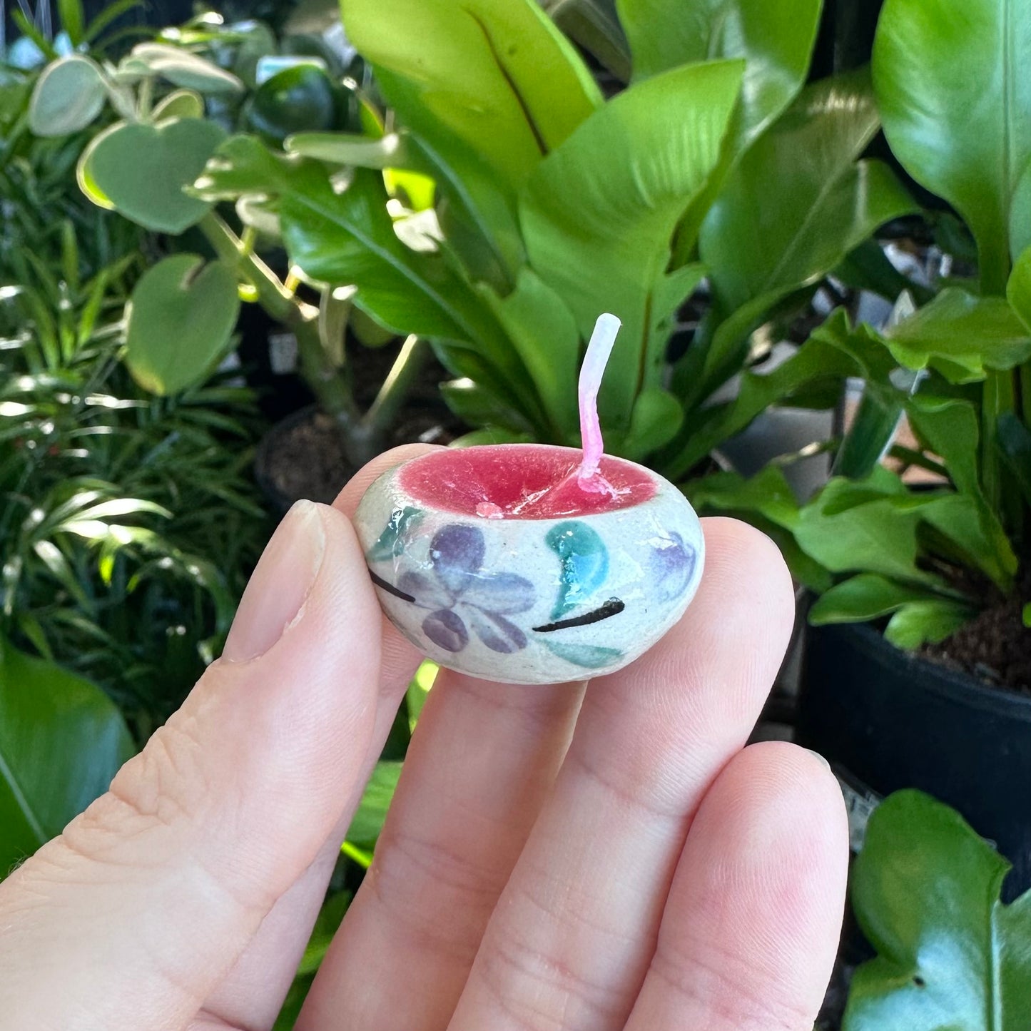 Mini Hand Painted Ceramic Candle