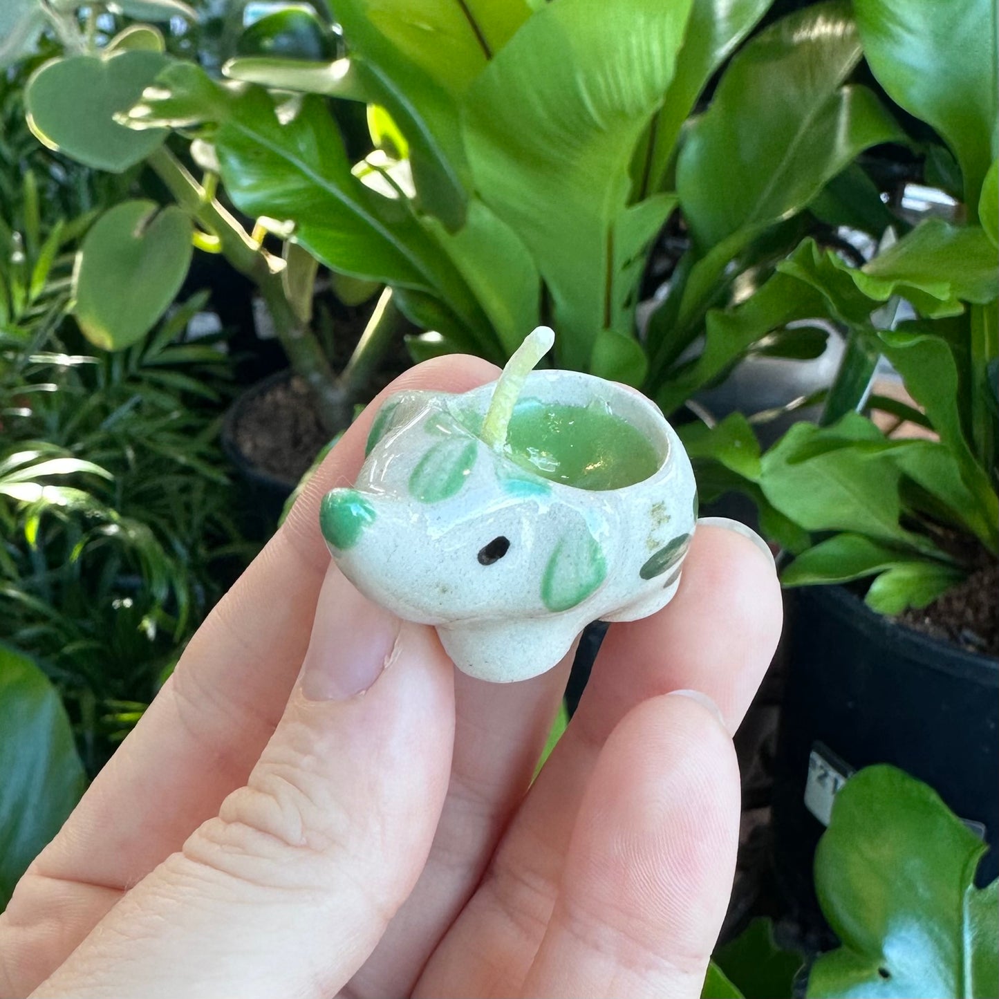 Mini Hand Painted Ceramic Candle