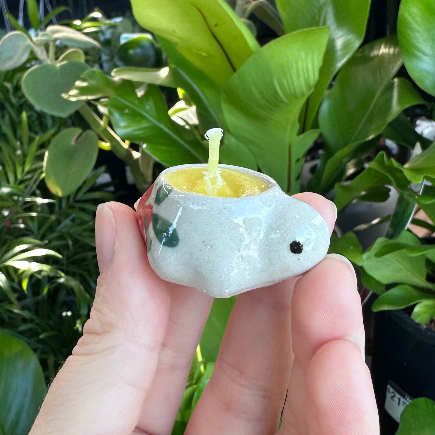 Mini Hand Painted Ceramic Candle