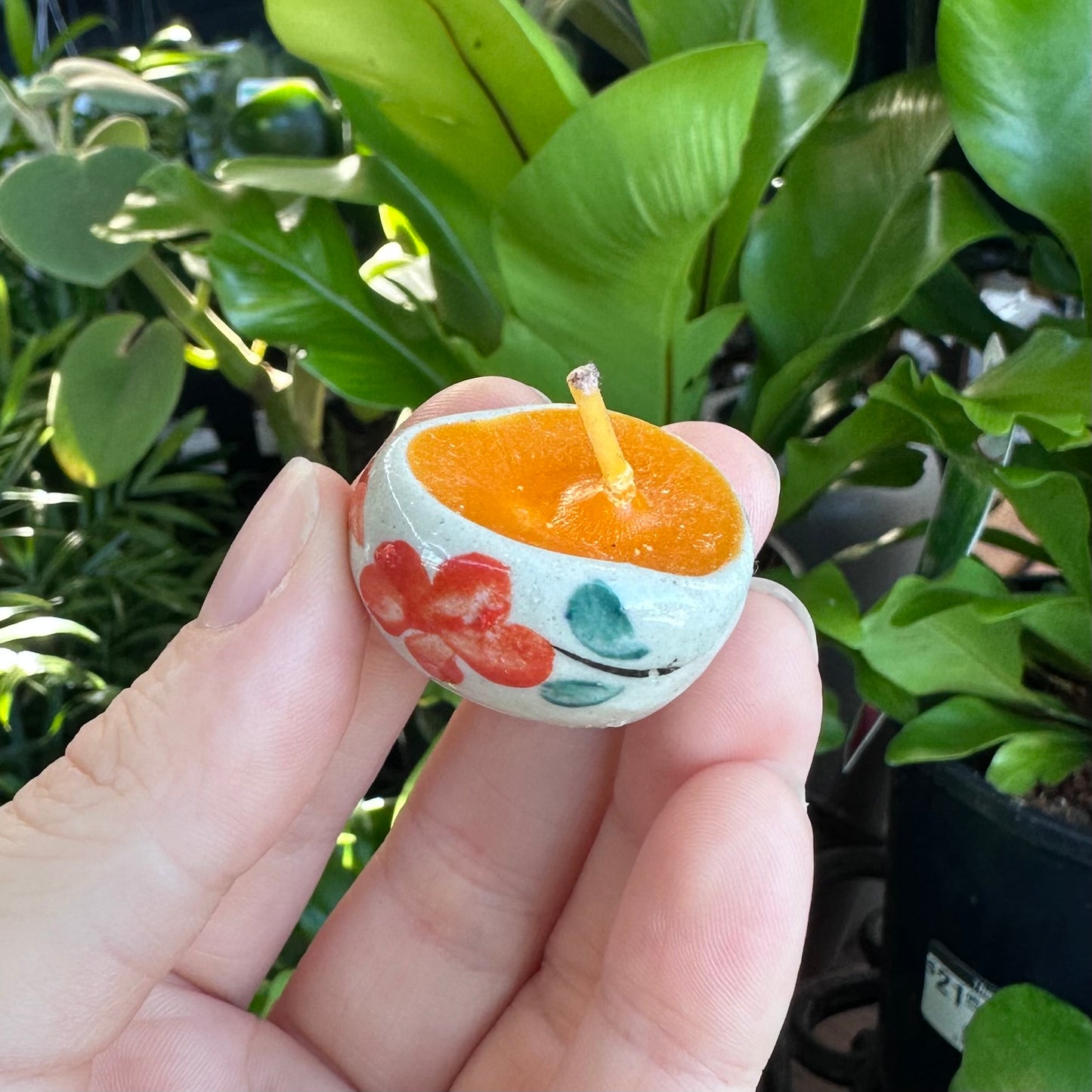 Mini Hand Painted Ceramic Candle