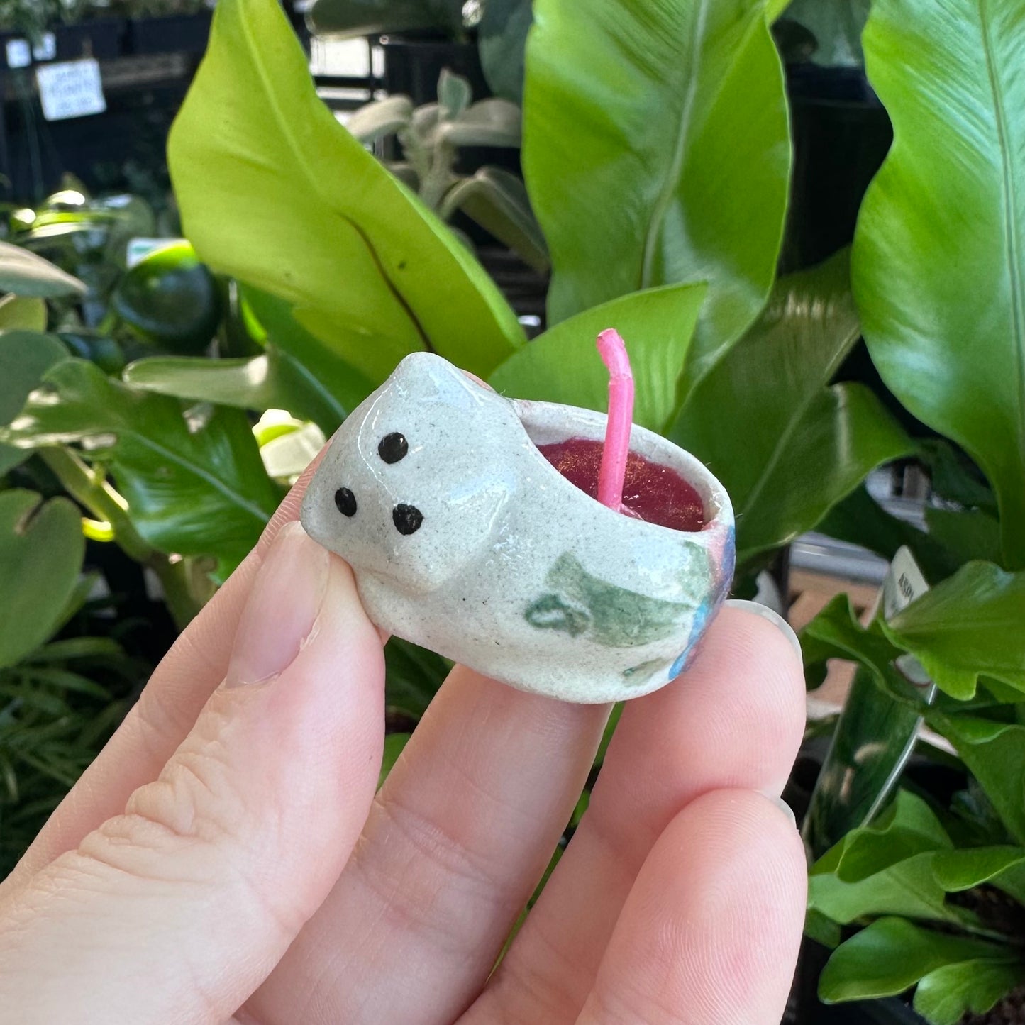Mini Hand Painted Ceramic Candle
