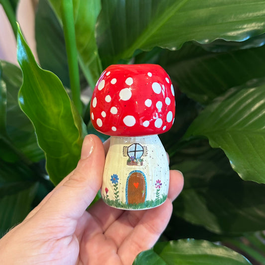 Mushroom Cottage Bud Vase
